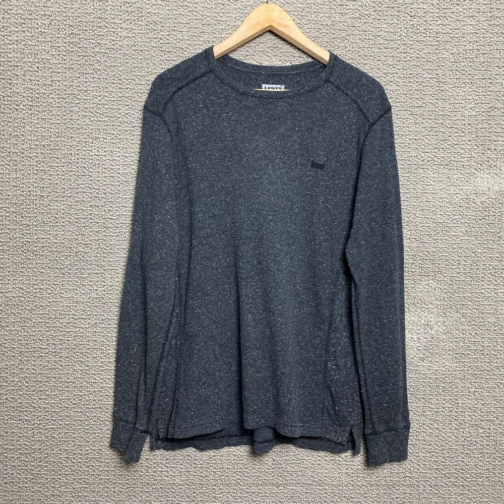LEVI'S Men's Dark Gray Corduroy Shirt Round Neck Long Sleeve Size M Excellent